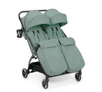 Ickle Bubba Aries Double Max Auto-Fold Stroller (Sage Green) - Slim & Lightweight 10.5kg Twin Pushchair, One-Hand Fold, Adjustable Seats, Ventilated Sun Visors, Raincover, Footwarmers & Cupholder