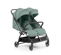 Ickle Bubba Aries Double Stroller, Lightweight Double Pushchair (Sage) | 10.5kg double stroller with one-hand auto-fold, slim 69cm width, birth-15kg per seat and rain cover included.