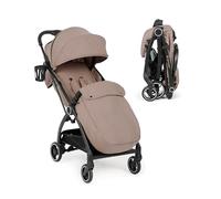 Ickle Bubba Aries Max Autofold Stroller (Biscuit) | Feather-Light Design, Multi-Position Recline Auto-Fold Mechanism, Large Seat. Birth to 22kg with Footwarmer and Cup Holder