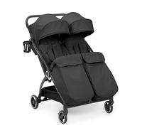 Ickle Bubba Aries Max Double Stroller, Side by Side Autofold (Graphite) | 10.5kg lightweight double Pushchair, Slim 69cm fits through doorways, one hand auto fold, birth-15kg per seat