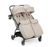 Ickle Bubba Aries Max Double Stroller, Side by Side Autofold (Stone) | 10.5kg lightweight double Pushchair, Slim 69cm fits through doorways, one hand auto fold, birth-15kg per seat.