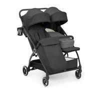 Ickle Bubba Aries Prime Double Stroller, Side by Side Auto Fold (Graphite) | 10.5kg lightweight double Pushchair, Slim 69cm fits through doorways, one hand auto fold, birth-15kg per seat.