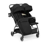 Ickle Bubba Aries Prime Double Stroller, Side by Side Autofold (Black) | 10.5kg lightweight double Pushchair, Slim 69cm fits through doorways, one hand auto fold, birth-15kg per seat.