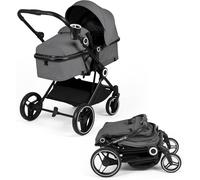 Ickle Bubba Atom 2-in-1 Pushchair - Birth to 22kg (Approx. 4 Years*), Lightweight, Compact Fold, Convertible Lie-Flat Seat, Parent & World Facing, Large Basket, Sun Hood with Visor (Graphite Grey)