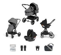 Ickle Bubba Atom 3 in 1 Travel System with Astral Car Seat, Compact Lightweight Pram & Pushchair from Birth to 22kg, Lie-Flat Seat, Rain Cover, Changing Bag & Cup Holder, Graphite Grey