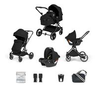 Ickle Bubba Atom 3 in 1 Travel System with Astral Car Seat, Compact Lightweight Pram & Pushchair with Lie-Flat Seat, Newborn Travel System from Birth to 22kg, Black