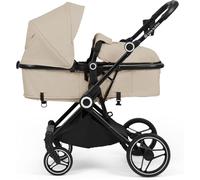 Ickle Bubba Atom i-Size Travel System with Nimbus Car Seat & 180° Spin ISOFIX Base, Lightweight Compact 9kg Fold Pushchair, Parent & World Facing, 9 Piece Bundle (Stone)