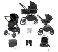 Ickle Bubba Cosmo 9-Piece Travel System with i-Size Nimbus 180° Spin Car Seat & Isofix Base - Black