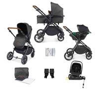 Ickle Bubba Cosmo 9-Piece Travel System with i-Size Nimbus 180° Spin Car Seat & Isofix Base - Graphite Grey