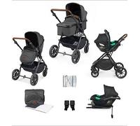 Ickle Bubba Cosmo Travel System Cirrus Car Seat & ISOFIX - Graphite Grey Set