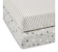 Ickle Bubba Cot Bed Fitted Sheets 2 Pack (Cosmic Aura) - 100% Soft Cotton Jersey, Fits 140x70cm Baby Cot Bed Mattress