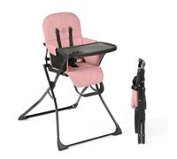 Ickle Bubba Flip Magic Fold Highchair - Suitable from Sitting Up to 15kg, 5-Point Safety Harness, Removable Tray, Quick One-Hand Fold, Compact Slimline Design for Easy Storage (Blush Pink)