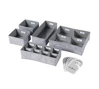 Ickle Bubba Nursery Drawer & Wardrobe Organiser Set - 5 Storage Boxes, 6 Hanging Dividers & 15 Labels, Foldable Baby Clothes & Essentials Storage Solution (Grey)