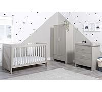 Ickle Bubba Pembrey Nursery Furniture Set (3 Piece) Convertible Cot Bed Without Mattress, Changing Unit & Wardrobe (Ash Grey)