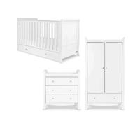 Ickle Bubba Snowdon Classic 3 Piece Furniture Set White - Fibre Mattress