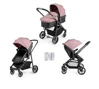 Ickle Bubba Star 2-in-1 Pushchair, Pram & Stroller (Dusky Pink) - from Birth to 15kg, Convertible Seat, Reversible Parent-Facing, One-Hand Fold, Large Basket, UPF 50+ Canopy