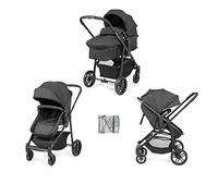 Ickle Bubba Star 2-in-1 Pushchair - Suitable from Birth to 15kg (Approx. 3 Years*), Convertible Seat, One-Hand Fold, UPF 50+ Canopy, Spacious Basket & Durable Wheels (Black)