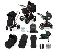 Ickle Bubba Stomp Luxe 12 Piece Travel System with i-Size Cirrus Car Seat & ISOFIX Base - Bronze/Midnight/Tan, Black