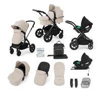 Ickle Bubba Stomp Luxe 12-Piece Travel System with i-Size Cirrus Car Seat & ISOFIX Base - All-Terrain Pram, Reversible Seat, UPF 50+ Hood, Rain Cover & Accessories (Black/Stone/Black)