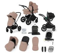Ickle Bubba Stomp Luxe 12pc Travel System with i-Size Nimbus Car Seat & 180° Spin ISOFIX Base (Desert/Black, Black Chassis) - Convertible Configurations, Birth to 22kg