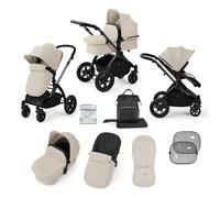Ickle Bubba Stomp Luxe 2-in-1 All-Terrain Pram - Birth to Approx. 4 Years, Includes Rain Cover, Footmuff, Apron & Sunshade, Foldable with Puncture-Proof Wheels (Black Chassis, Stone/Black)