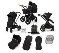 Ickle Bubba Stomp Luxe 2-in-1 All-Terrain Pram (Black Chassis, Midnight/Tan) - Birth to Approx. 4 Years, Includes Rain Cover, Footmuff, Apron & Sunshade, Foldable with Puncture-Proof Wheels