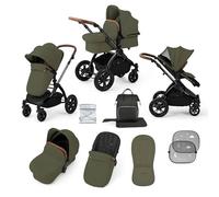 Ickle Bubba Stomp Luxe 2-in-1 All-Terrain Pram (Black Chassis, Woodland/Tan) - Birth to Approx. 4 Years, Includes Rain Cover, Footmuff, Apron & Sunshade, Foldable with Puncture-Proof Wheels