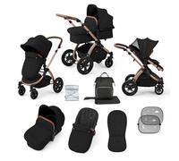 Ickle Bubba Stomp Luxe 2-in-1 All-Terrain Pram (Bronze Chassis, Midnight/Tan) - Birth to Approx. 4 Years, Includes Rain Cover, Footmuff, Apron & Sunshade, Foldable with Puncture-Proof Wheels