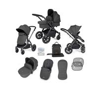 Ickle Bubba Stomp Luxe 2-in-1 Pushchair & Carrycot - Black/Charcoal Grey/Black