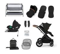 Ickle Bubba Stomp Luxe i-Size Cirrus Travel & Home 14-Piece Bundle with ISOFIX Base & Bubba&Me Bedside Crib - All-Terrain Pushchair with Accessories, Birth to 4 Years* (Black/Midnight/Tan)