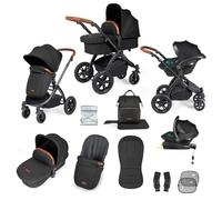 Ickle Bubba Stomp Luxe Travel System with i-Size Stratus Car Seat & ISOFIX Base 12 pcs - Black & Midnight & Tan
