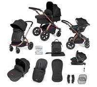Ickle Bubba Stomp Luxe Travel System with i-Size Stratus Car Seat & ISOFIX Base 12 pcs - Bronze & Midnight & Black