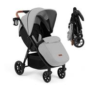 Ickle Bubba Stomp Stride Prime Stroller (Pearl Grey) - Birth to 22kg, Extra-Large Seat, Multi-Terrain EVA Wheels, UPF 50+ Extendable Hood, Raincover, Footwarmer & Accessories