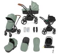 Ickle Bubba Stomp Urban 10-Piece Travel System With i-Size Nimbus 180° Spin Car Seat & Base - Sage Green