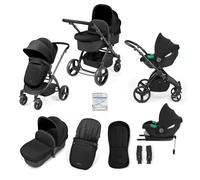 Ickle Bubba Stomp Urban Travel System with i-Size Cirrus Car Seat & ISOFIX Base - Birth to 22kgs (Approx. 4 Years), Lightweight Pram, Carrycot & Seat Unit, Compact Fold & Accessories (Midnight)