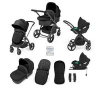 Ickle Bubba Stomp Urban Travel System with i-Size Cirrus Car Seat & ISOFIX Base (Midnight) - Birth to 22kg (Approx. 4 Years), Lightweight Pram with Seat Unit, Compact Fold & Essential Accessories