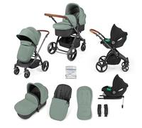 Ickle Bubba Stomp Urban Travel System with i-Size Cirrus Car Seat & ISOFIX Base (Sage Green) - Birth to 22kg (Approx. 4 Years), Lightweight Pram with Seat Unit, Compact Fold & Essential Accessories