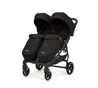 Ickle Bubba Venus Max Double Stroller - Compact, Lightweight Foldable Twin Pushchair, Suitable from Birth to 15kg (Approx. 3 Years), Includes 2 Quilted Footwarmers & Rain Cover (Black)