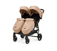 Ickle Bubba Venus Double Max Stroller - Compact, Lightweight Foldable Twin Pushchair for Twins or Siblings, Suitable from Birth to 15kg (Approx. 3 Years) (Biscuit)