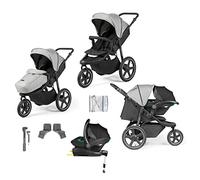 Ickle Bubba Venus Max Jogger i-Size Travel System - 3-Wheel All-Terrain Stroller from Birth to 22kg with Stratus i-Size Car Seat, ISOFIX Base, Footwarmer, Rain Cover & Large Basket (Space Grey)