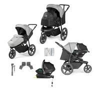 Ickle Bubba Venus Prime Jogger i-Size Travel System - 3-Wheel All-Terrain Stroller from Birth to 22kg with Stratus i-Size Car Seat, ISOFIX Base, Newborn Cocoon, Footwarmer & Rain Cover (Space Grey)