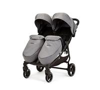 Ickle Bubba Venus Prime Twin Stroller | Lightweight Portable Double Pushchair | from 0 Months to 3 Years | UPF 50 Hood, Rain Cover, 2 footwarmers & Newborn Cocoon (Space Grey with Black Handles)