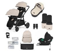 Ickle Bubba Virgo All-in-One Single to Double i-Size Travel System with Cirrus Car Seat and Isofix Base - Black/Stone/Black