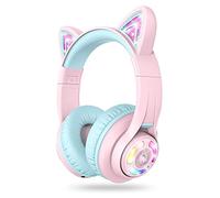 iClever Bluetooth Kids Headphones, BTH13 Cat Ear LED Light Up Kids Wireless Headphones, 50H Playtime, 74/85/94dB Volume Limiting Children Headphones with Microphone Over Ear for School/Tablet/PC
