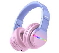 iClever BTH12 Kids Headphones Wireless 85H Playtime with LED Lights Travel | SafeSound Tech, Stereo Sound, Type-C, AUX Cable, Durable Over Ear Kids Wireless Headphones for Toddler/Girls/Boys/Tablet/pc