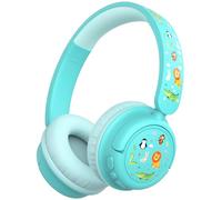 iClever BTH22 Kids Headphones Wireless, 60H Play Time, 74/85 dBA Safe Volume, Bluetooth 5.4, Foldable Over Ear Kids Bluetooth Toddler Headphones with Mic AUX Cord for Trave, Teal Blue