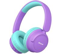 iClever BTH22 Kids Headphones Wireless, 60H Play Time, 74/85 dBA Safe Volume, Bluetooth 5.4, Over Ear Kids Bluetooth Toddler Headphones with Mic AUX Cord for iPad/Tablet/Trave/School, Purple Green