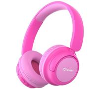 iClever BTH22 Kids Headphones Wireless, 60H Play Time, 74/85 dBA Safe Volume, Bluetooth 5.4, Over Ear Kids Bluetooth Headphones with Mic AUX Cord for iPad/Tablet/Trave/School (Blossom Pink)