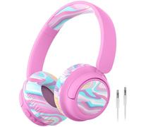 iClever BTH22 Kids Headphones Wireless, 60H Play Time, USB C Fast Charging, Bluetooth 5.4, AUX Cord,Safe Volume 74/85 dBA,Toddler Headphones for iPad/Tablet/Travel/School,Color Texture