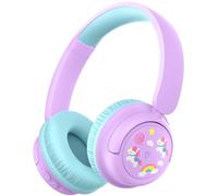iClever BTH22 Kids Headphones Wireless, 60H Play Time, USB C Fast Charging, Bluetooth 5.4, AUX Cord,Safe Volume 74/85 dBA,Toddler Headphones for iPad/Tablet/Travel/School,Lilac
